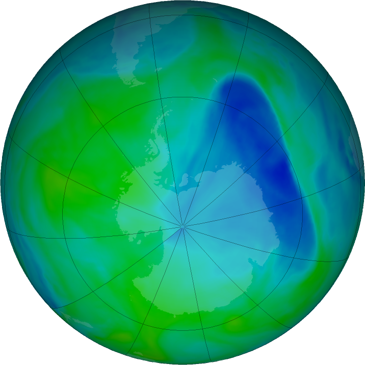Antarctic ozone map for 13 December 2022
